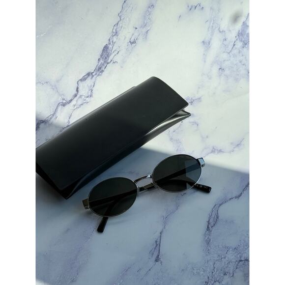 NEW Saint Laurent SL692 Oval Metal Sunglasses in Gold Green